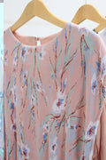 Shoulder Tops Pink Pleated Pattern