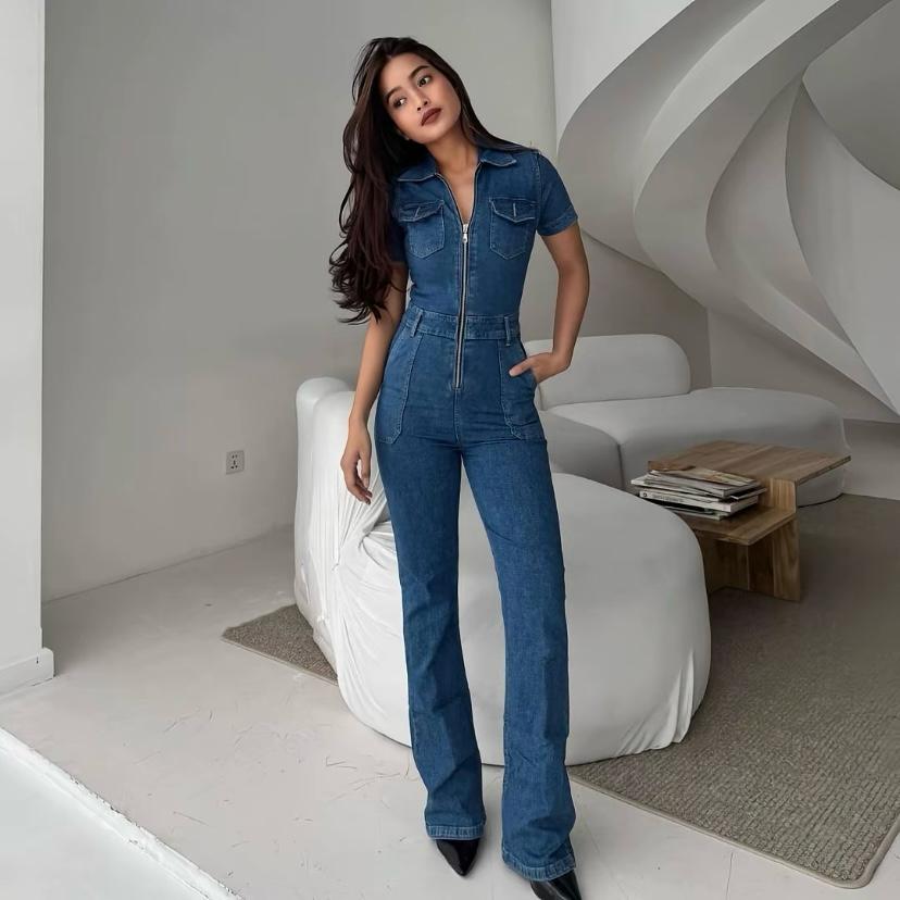 Leiyrue - A6GG2C1 - Jumpsuit Zipper Denim - Blue